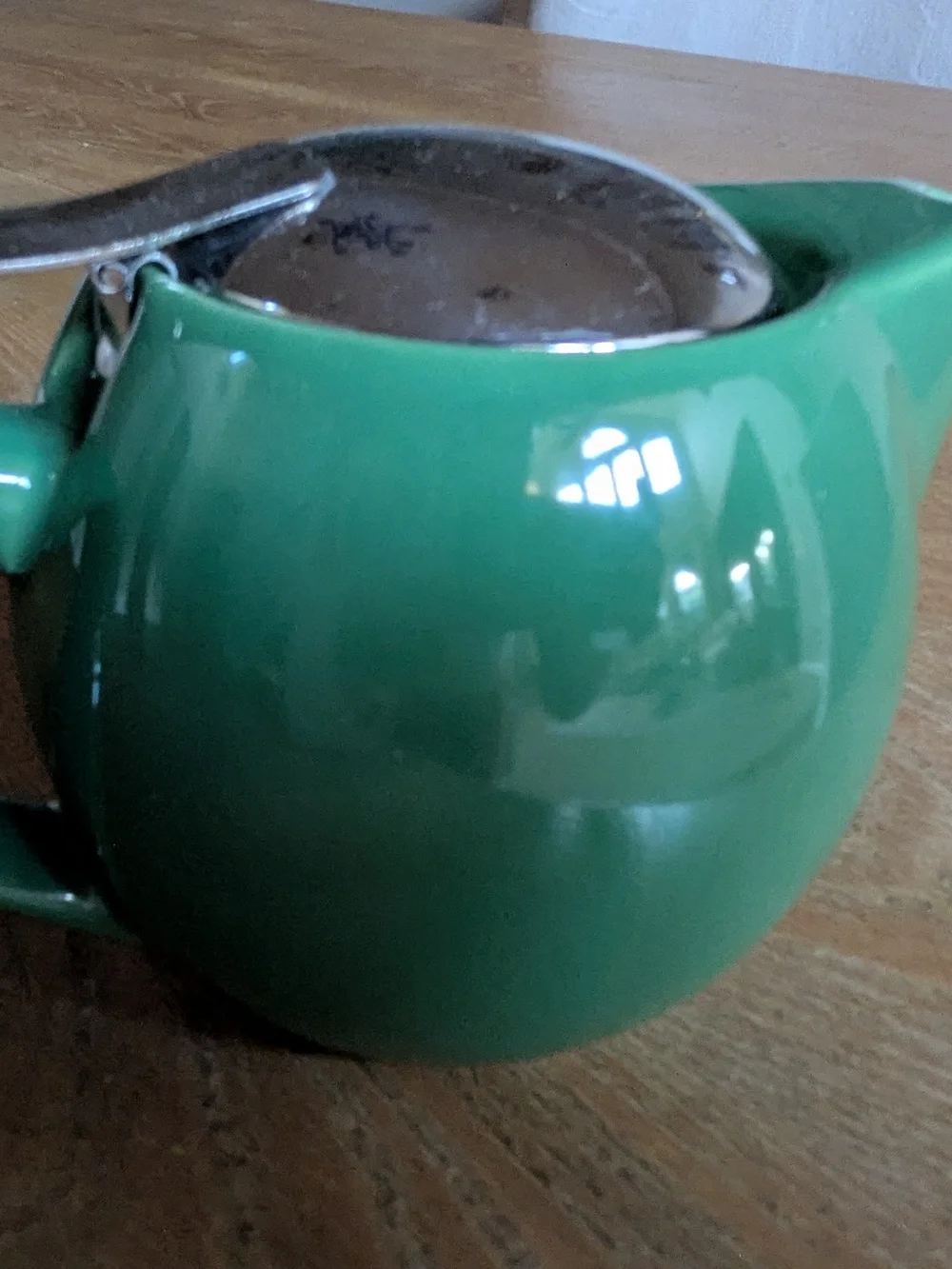Green Ceramic Teapot with Removable Stainless Steel Infuser